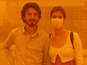 Author Zaid Al-Ali and his wife Rouba Beydoun during a dust storm in Iraq in 2010.
